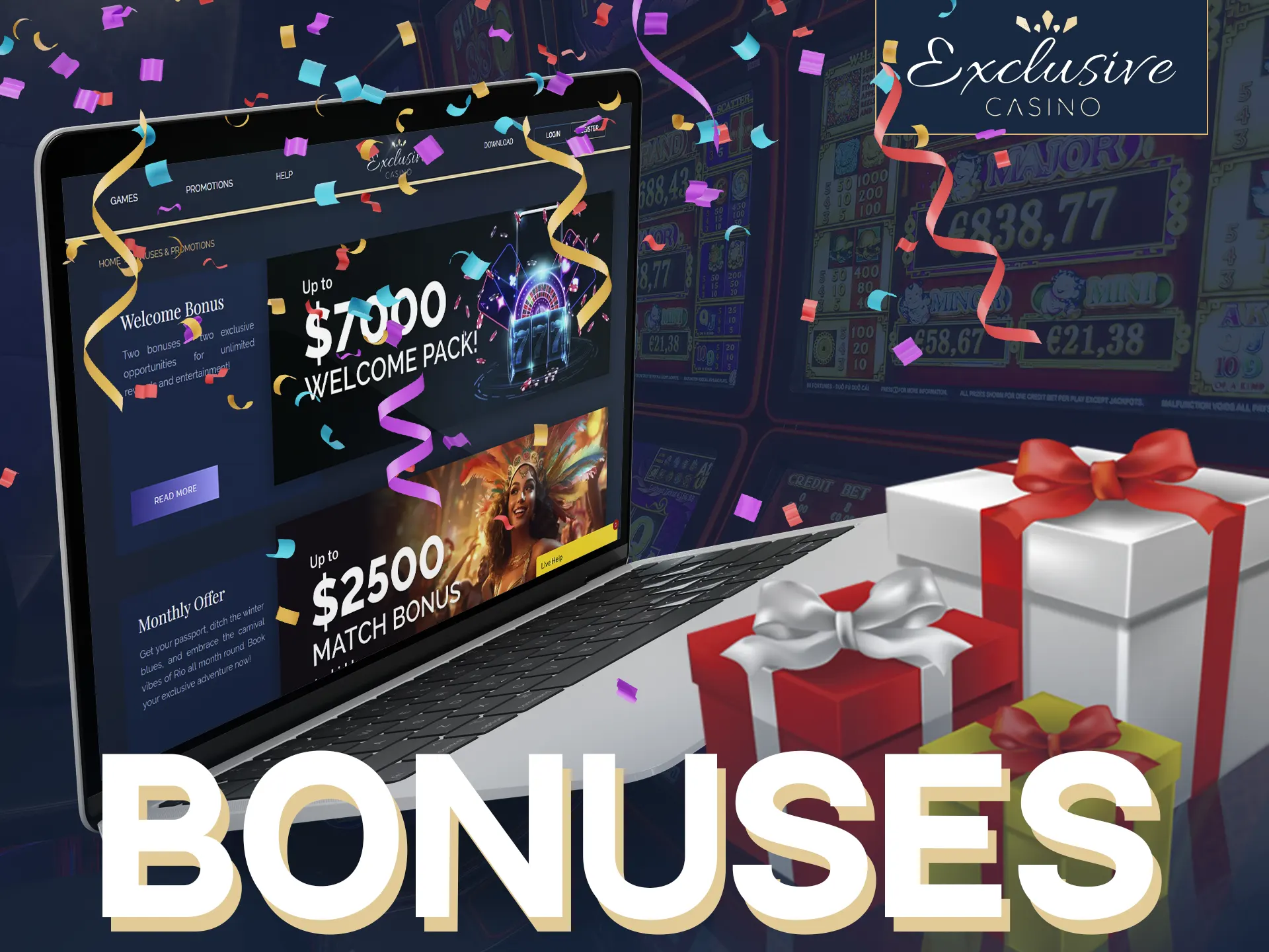 Exclusive Casino: High popularity, great bonuses, daily offers, exclusive welcome bonus.