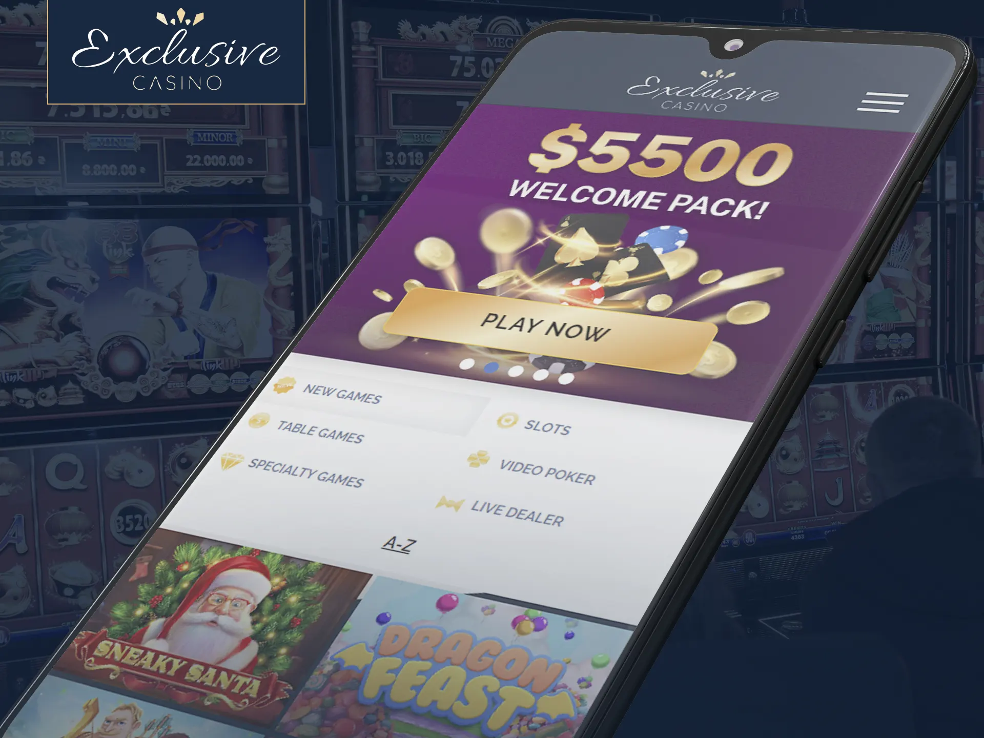 Explore Exclusive Casino mobile website: Full access, no downloads, seamless gaming on any device's browser.