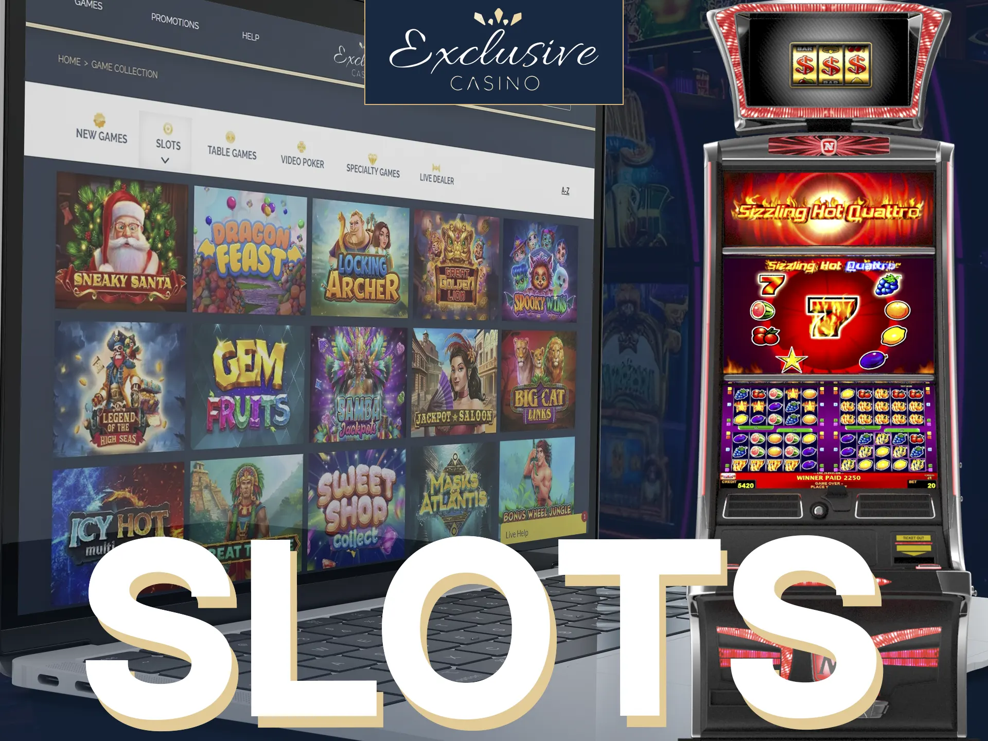 Discover a variety of slots at Exclusive Casino, from Dragon Feast to Masks of Atlantis!