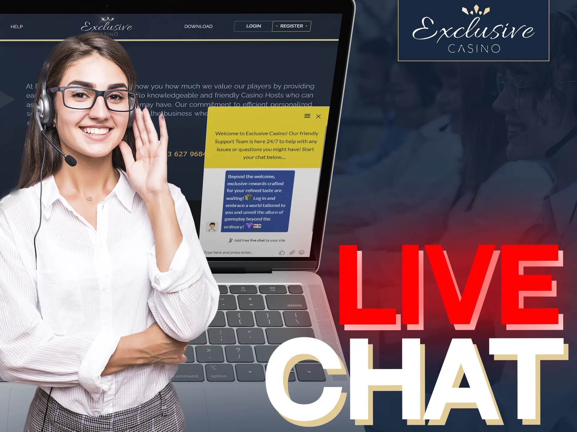 Get instant help with Exclusive Casino's live chat.