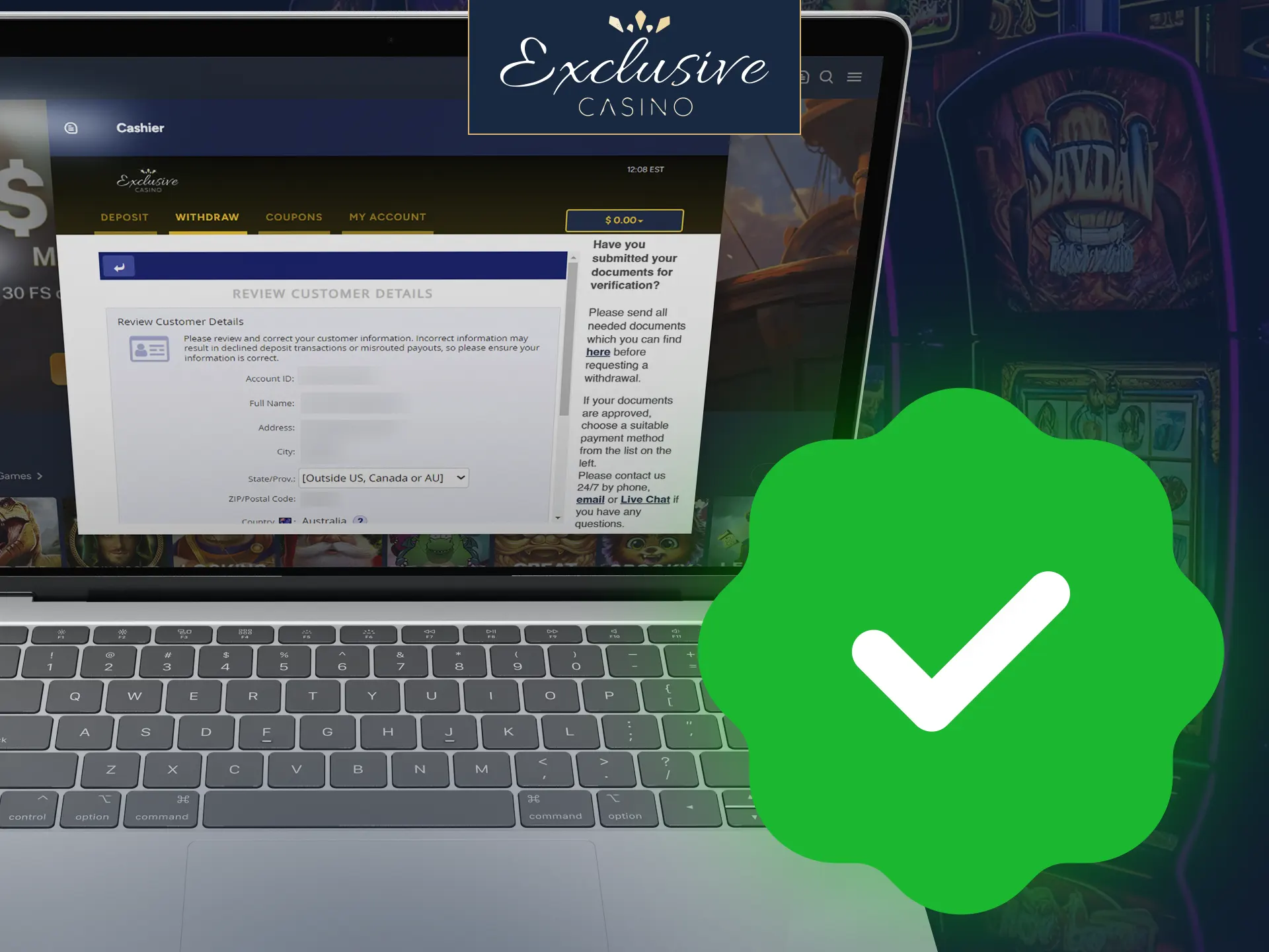 Verify identity at Exclusive Casino for secure transactions and betting.